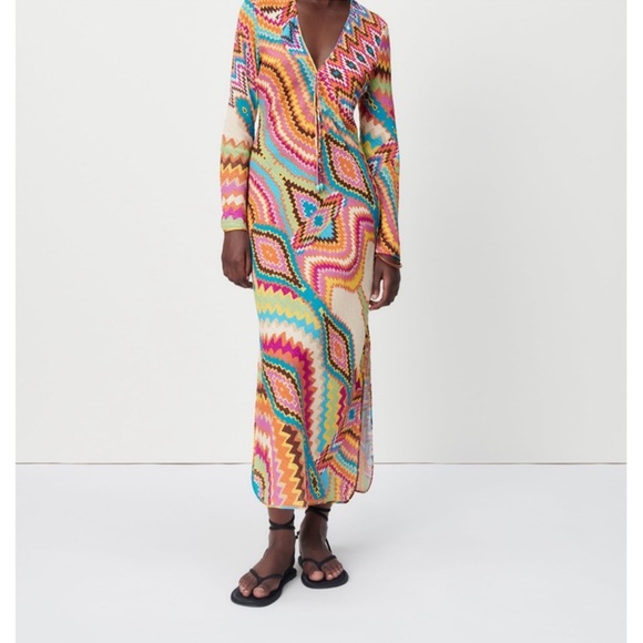 NWTs ZARA Sz S a gorgeous, long sleeve, sexy, romantic, bohemian maxi dress - Picture 5 of 11